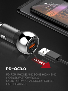 <span class=keywords><strong>Cargador</strong></span> <span class=keywords><strong>de</strong></span> Coche LDNIO C1 3A con Doble USB, Compatible con PD3.0 y QC3.0, Carga Rápida - Product Image 2