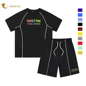 Wholesale Summer Teenage Clothing Custom Print Boutique Children Organic Cotton 2 Pcs Of Suits For Boys Ses Outfit