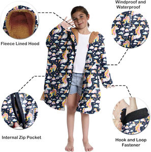 Parka de natación con estampado de hadas de unicornio para niños, capa de toalla con capucha, manga larga, cálida, de secado rápido, <span class=keywords><strong>bata</strong></span> cambiante impermeable para niños - Product Image 2