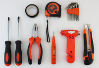 Kit d'outils manuels de bricolage pour la maison, multi-usages, avec tournevis cruciforme et plat, clé électrique, mallette rigide incluse, OEM