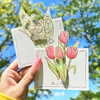 Kartu Ucapan 3D Pop Up Buket Bunga Tulip Bunga Matahari Lipat dengan Amplop untuk Hadiah Hari Ibu, Valentine, Ulang Tahun