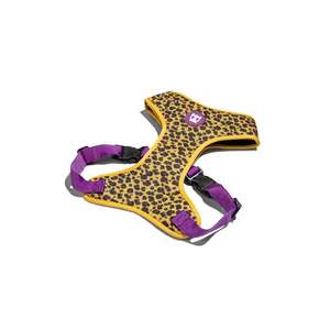 สายรัดอกแบบตาข่ายปรับได้สำหรับสุนัขพร้อมขอบสีม่วงและลายเสือดาว - Product Image 3