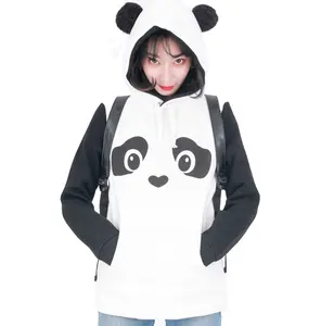 schwarz panda hoodie Suppliers-2022 Neuankömmling Mädchen Frauen Cartoon Panda Printing Kids Cute Hoodie