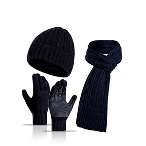 Thick Fleece Lined Wool Knit Beanie Scarf <b>Glove</b> <b>Set</b> Winter Cold Weather Gift <b>Set</b> for Adults Kids - Product Image 4