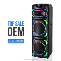 CH-2213 Altavoces Inalámbricos Dobles de 12 Pulgadas con Luces RGB, Funcionamiento con Batería, Altavoz para Cine en Casa, Fiestas al Aire Libre, Comunicación USB, FM