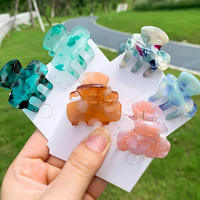 Mini acétate écaille de tortue marbré Haarklammer petit 3.5CM fille pince à griffe de requin mignon doux Transparent pinces à cheveux pour les femmes