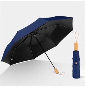 ร่มกันแดดกันฝนแบบสองชั้น ผ้าพอนจี ด้ามไม้ จากซัพพลายเออร์ - Product Image 2