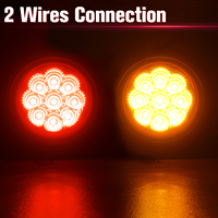 Feux de position latéraux à 9 LED de 2 pouces avec anneaux en caoutchouc, feux de position ronds pour remorque avec œillet et câble de raccordement pour camion, remorque, camping-car