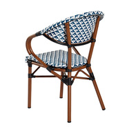 Französischer Patio-Sessel Aluminium rahmen Stapelbarer Rattan Wicker Bistro Cafe Esszimmers tuhl