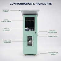 Distributeur d'eau en libre-service, eau potable chaude et froide purifiée, paiement par carte QR et pièces, auvent anti-pluie