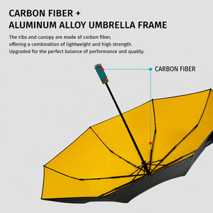 Parapluie compact de luxe en fibre de carbone, tissu pongé, diamètre 109 cm, protection solaire UPF50, ouverture automatique, pliable en 3 sections, avec logo - Product Image 3