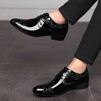 Nouvelles Chaussures Habillées Brillantes pour Hommes en Cuir Véritable Antidérapantes à Lacets Grande Taille pour Mariage et Affaires