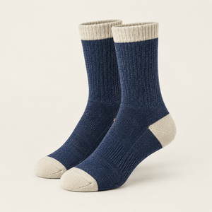Calze all'ingrosso in lana per escursioni, colore <span class=keywords><strong>ecru</strong></span>, in fibra, lavorate a maglia, con struttura su tallone e punta, in lana e nylon, con istruzioni per la lavaggio, OEM ODM - Product Image 1