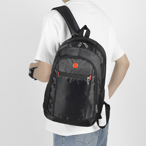 Men's <b>Backpack</b> Large Capacity 20-35L Solid Color <b>Black</b> Leisure Travel <b>Backpack</b> With Interior Zipper Pocket - Product Image 2