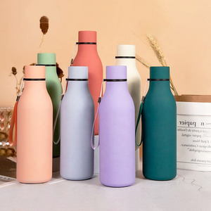 18oz Rubber Power Painting Small Mouth Stainless Steel <b>Coffee</b> Vaccum <b>Flask</b> Water Bottle for Hot Water with Rope Handle - Product Image 3