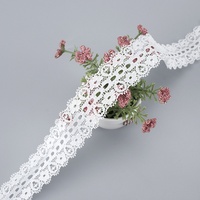 Dentelle élastique tricotée ajourée française, garniture perforée douce pour vêtements et accessoires textiles de maison, largeur 2,5 cm