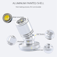 3W DC5V LED USB Spotlight Aluminium Mini Spot Light pour Bijouterie Cabinet Vitrine Interface USB Surface Mounted Living Room