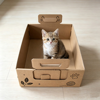Bac à litière pour chat de voyage personnalisé, jetable, pliable, imperméable, en carton kraft, portable avec poignées pour les petites entreprises