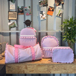 Mise à jour rose à volants Seersucker sac polochon filles danseur fourre-tout sacs de week-end pour <span class=keywords><strong>enfants</strong></span> sac de voyage léger DOM106-2898 - Product Image 6