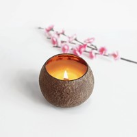 Ecologisch verantwoorde natuurlijke kokosnootschaal beker met aangepast logo, handgemaakte kokosnootschaal voor het maken van kaarsen