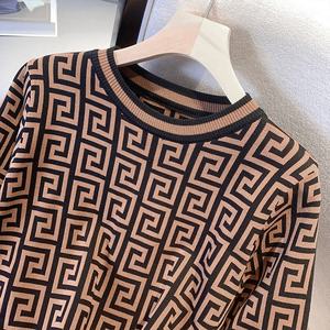 Maglione Pullover a Girocollo in Maglia Autunno/Inverno 2023 da Donna Casual a Maniche Lunghe con Motivo Geometrico - Product Image 3