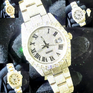 Reloj de Lujo para Hombre y Mujer, de Acero Inoxidable, Oro Blanco, Moissanita, Mecánico Automático, Estilo Hip Hop, Resistente al Agua 10 Bar - Product Image 1