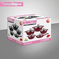 Vente flash : Ensemble de 12 casseroles en fonte, ensemble de casseroles antiadhésives en marbre, casserole en aluminium avec gants isolants, ustensiles de cuisine en granit