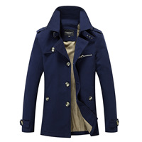 Veste coupe-vent mi-longue pour hommes, col montant, coton délavé, pardessus décontracté de la saison d'hiver, vente en gros