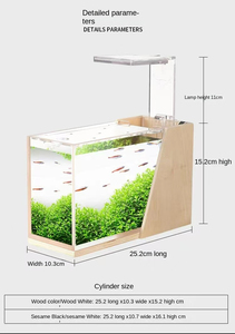 アクリル＆プラスチック製ミニ水槽、オフィスデスクトップ用、LEDタッチライト付き、家庭/オフィスのペットの魚用 - Product Image 5