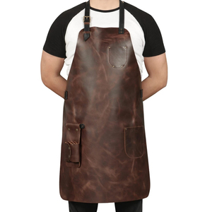 Tablier de travail en cuir véritable noir pour homme, multi-poches, sangle réglable, résistant à l'abrasion, tablier utilitaire d'atelier 840x600mm en cuir - Product Image 2
