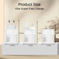 Pengisi Daya Super Cepat 66W Port USB Tipe-C dengan Output PD 20W Adaptor Pengisian Cepat untuk Ponsel Laptop