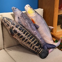 Jouet en peluche et oreiller en forme de poisson de mer (Blackfish, Bluefish, Dorade, Grouper) en coton PP, pour chat, modèle transfrontalier