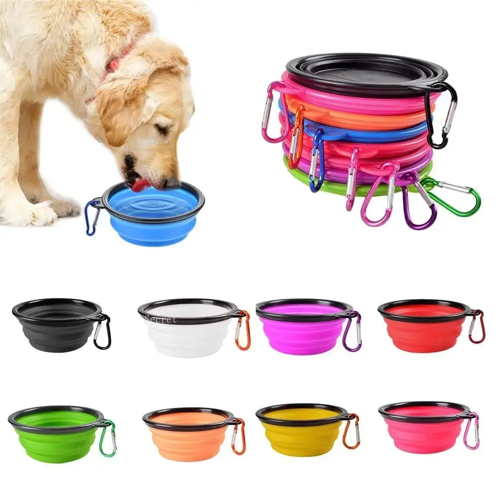 Mangkuk makanan hewan peliharaan lipat kustom mangkuk anjing Travel dapat dilipat mangkuk anjing silikon lipat untuk berkemah luar ruangan makanan dan air
