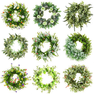 Guirlande et couronne de fleurs artificielles minimalistes de haute qualité pour la décoration murale, de portes, de fêtes et de remises de diplômes - Product Image 1