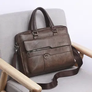 Top-quality PU Leather Men Business Men Briefcase Large Capacity Waterproof Laptop Bag Leather Handbags
