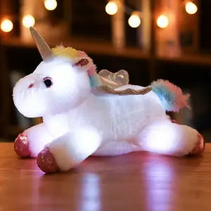 Incredibili giocattoli pieni di peluche su misura hanno portato luce adorabili animali luminosi con cuscino unicorno peluche giocattolo per regali per bambini