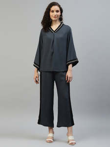 Ensemble pantalon et haut en rayonne unie pour femme, manches longues, style combinaison longue ou robe western pour femme - Product Image 6