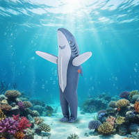 Costume de requin gris gonflable pour adulte, convient aux personnes de 1,5 à 2 m de taille. Idéal pour Noël, le cosplay, les fêtes, les spectacles sur scène et les soirées costumées.