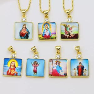 BD-D1144 Collar con Colgante Religioso Católico, Sagrado Jesús, Nuestra Señora del Monte Carmelo, Joyería Cristiana Doble, Regalo para Mujer - Product Image 2
