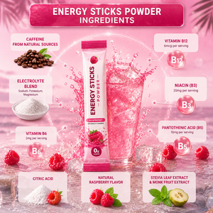 Barritas Energéticas con Sabor a Frambuesa, Sin Azúcar, en Polvo, Energía Natural, Apoyo al Metabolismo y el Estado de Ánimo, Sin <span class=keywords><strong>Gluten</strong></span> - Product Image 3
