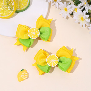 Pinza para el pelo de bebé con diseño de frutas de verano, lazo de doble capa con rodaja de limón, pinza de cocodrilo, estilo dulce y fresco, accesorio para el cabello infantil - Product Image 6