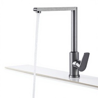 Robinet de cuisine moderne anti-éclaboussures à poignée unique, avec cartouche céramique rotative en laiton, double trou, eau froide/chaude, finition noircie