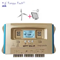 Tengyu ตัวควบคุมการชาร์จพลังงานลมไฮบริด,ตัวควบคุมการชาร์จแบบ MPPT ตัวควบคุมระบบไฮบริดลมและแสงอาทิตย์ชาร์จ USB คู่ใหม่