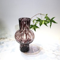Vase en verre vintage de luxe à imprimé léopard, style mid-century, vase à fleurs artistique à ventre large pour la décoration intérieure et les plantes hydroponiques