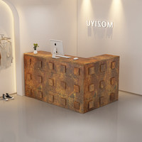 Comptoir d'angle de caisse style médiéval pour magasin de vêtements, bar, réception pour femmes, salon de coiffure, salon de beauté, modèle de comptoir de réception
