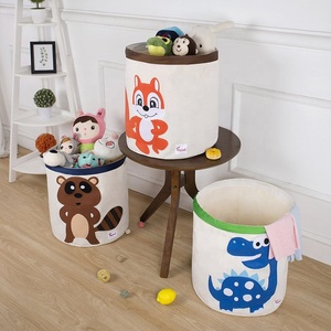 Thêu ba chiều phim hoạt hình động vật mô hình bông vải không thấm nước và có thể gập lại giặt giỏ lưu trữ cản trở - Product Image 6