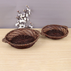 Willow Woven Casserole <b>Tray</b> Round Heat Insulating Restaurant Serving Dish <b>Large</b> Plate Chicken Crayfish Use - Product Image 2