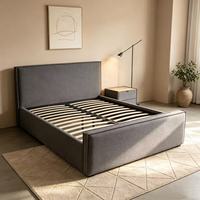 Lit plateforme moderne en tissu gris foncé, capitonné, avec tête de lit haute, tailles Queen et King, vente en gros