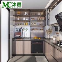 Système de cuisine modulaire intelligent et écologique, ensemble complet avec unités en verre reconfigurables, rangement extensible, design de luxe personnalisé