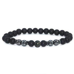 <span class=keywords><strong>Bracelet</strong></span> en perles de pierre noire givrée au prix d'usine pour cadeaux, bracelets magnétiques en pierre colorée pour couples, vente en gros - Product Image 4